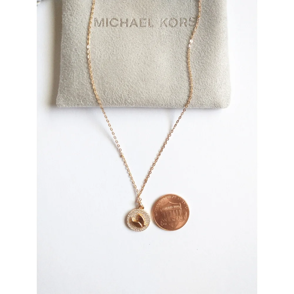 New! MICHAEL KORS Crystal Zodiac Pisces Gold-plated Sterling Silver Necklace NWB